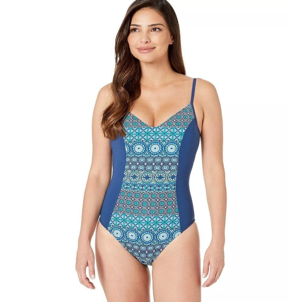 Bleu Rod Beattie sz 6 one piece underwire swimsuit blue cross back SW17